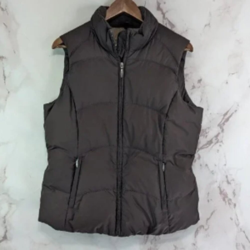 Eddie Bauer Vest Women Medium Brown Down Puffer Insulated Quilt Goose Chocolate